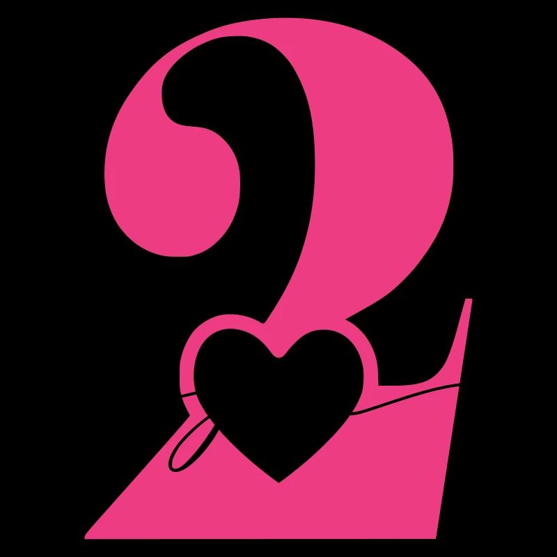 Digit Two 2 with Heart