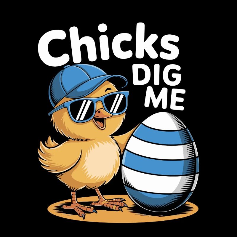 Drôle de poussin avec chapeau et œuf - Chicks Dig Me