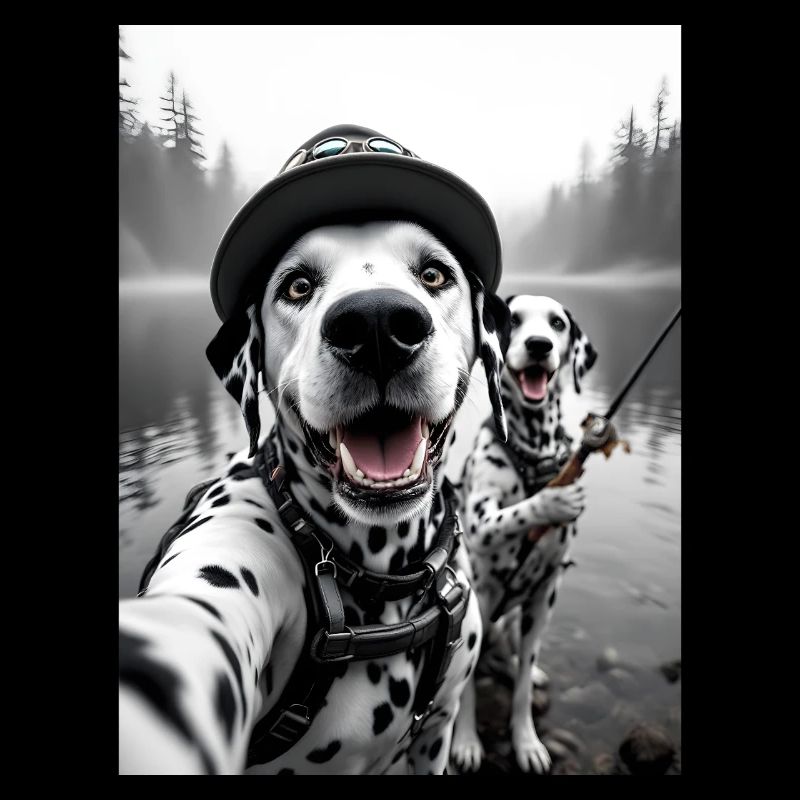 Pêche Dalmatien Chien Selfie