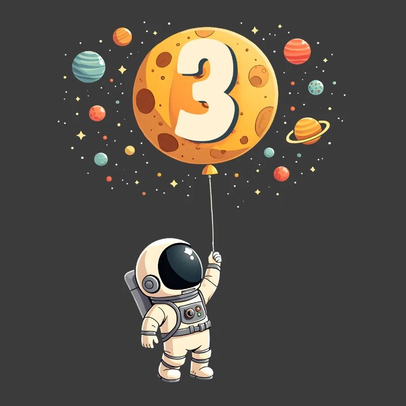 Cute Astronaut 3rd Birthday Boy Outer Space