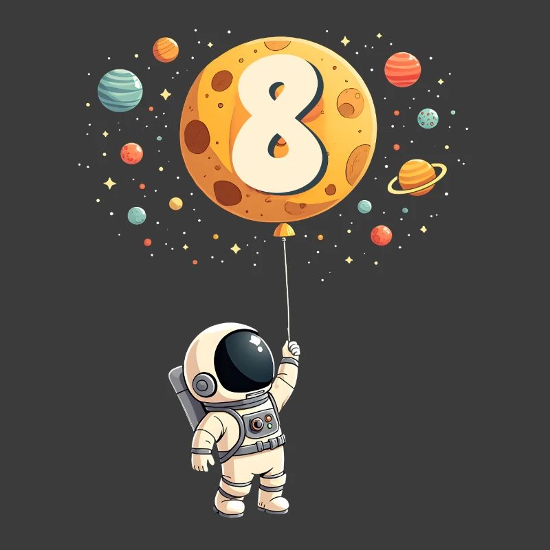 Cute Astronaut 8th Birthday Boy Outer Space