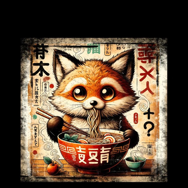 Ramen Fox Grunge Style d’affiche