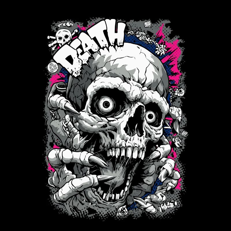 DEATH Skull Comic – Horror Graphic Design