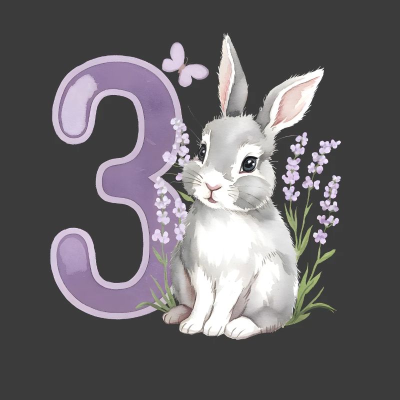 3rd Birthday 3 Years Bunny Bunny Lavender Purple