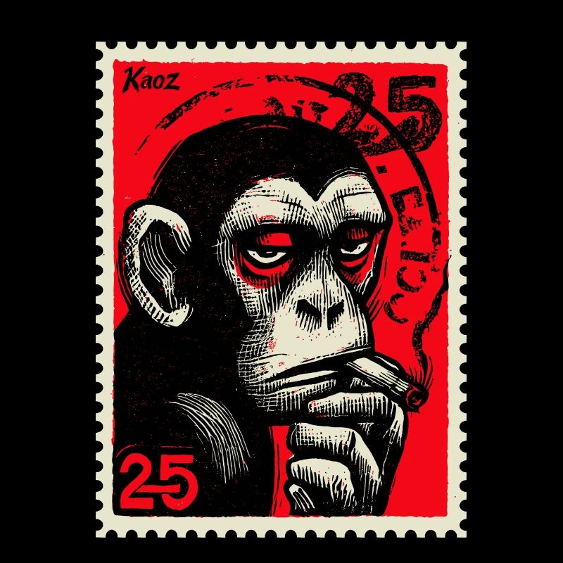 Singe cool sur timbre-poste