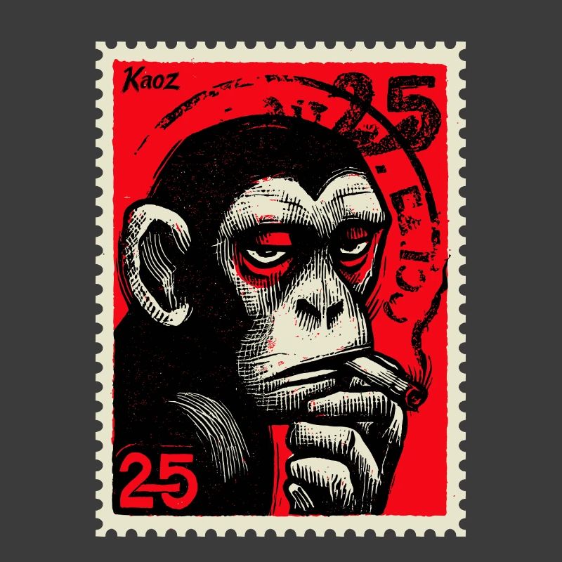 Cool monkey on postage stamp