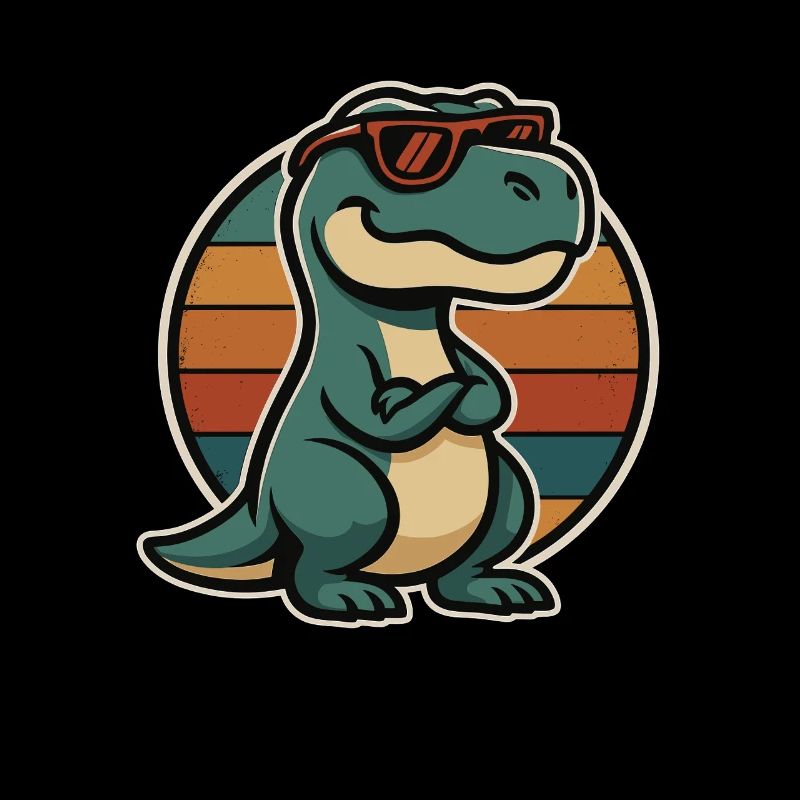 Cooler Dino mit Sonnenbrille – Retro Style