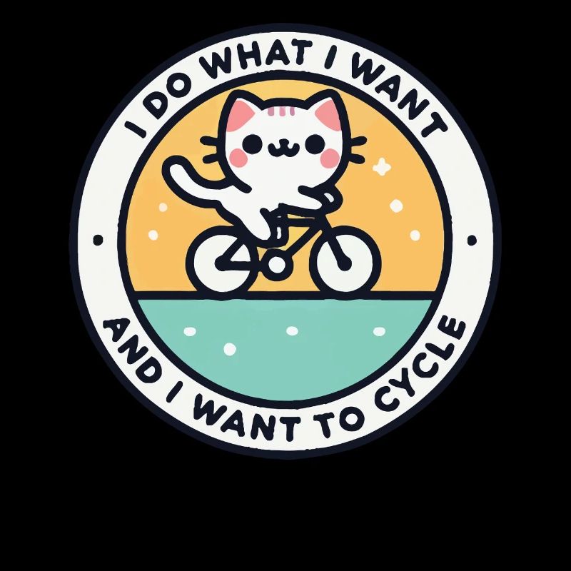 Self-determined cat on bike with statement