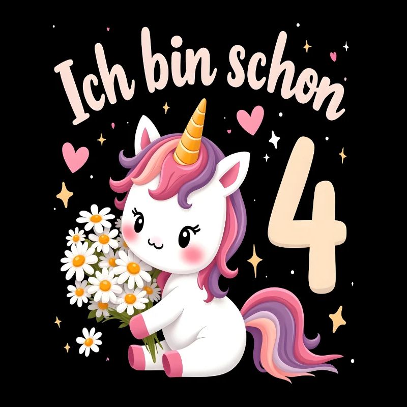 Licorne mignonne 4e anniversaire pour les filles