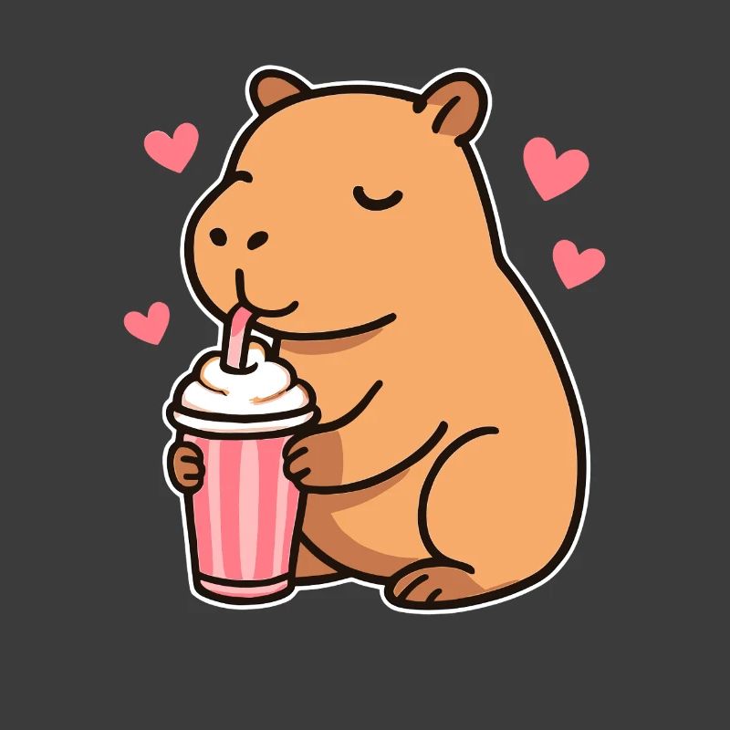 Capybara mit Milkshake – Süßes Tierdesign