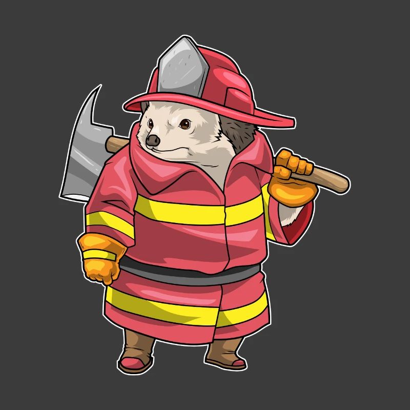 Hedgehog Firefighter Axe Fire Brigade