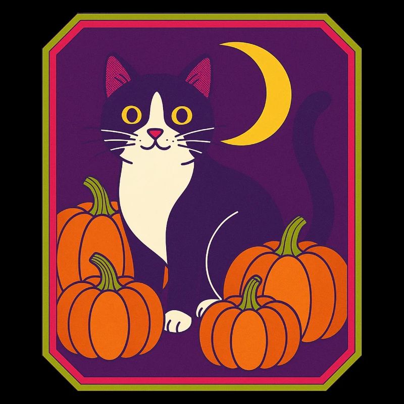 Framed Tuxedo Cat Moon