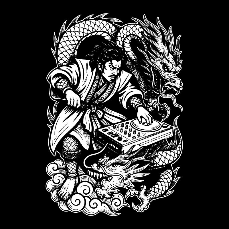 Samurai Shirt: Dragons Dancing Through Party Night