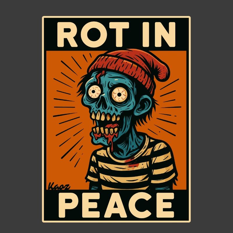 Zombie with cap and text "Rot in peace"