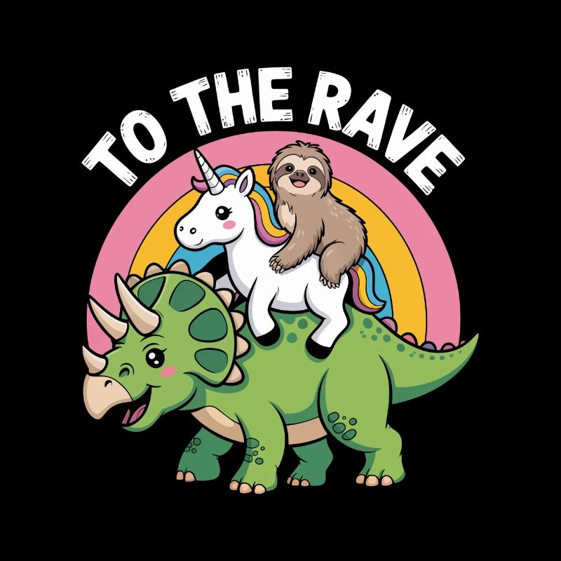 To The Rave EDM Unicorn Sloth Dinosaur