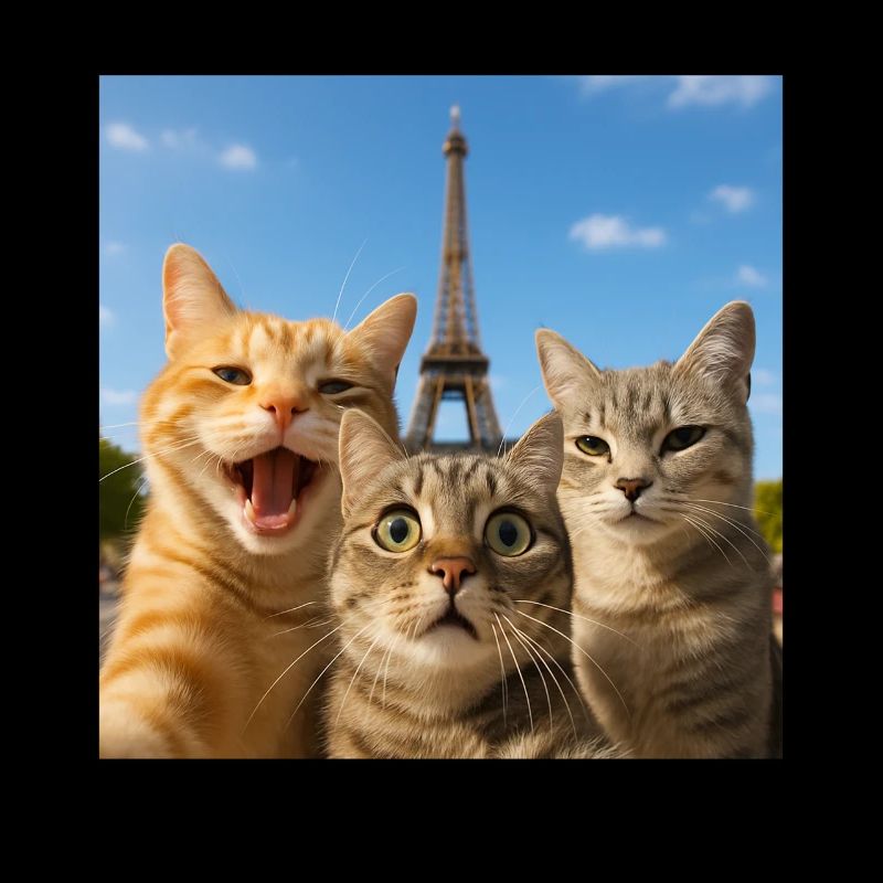 Selfie de chats à Paris Tour Eiffel Chat Selfie Cadeau