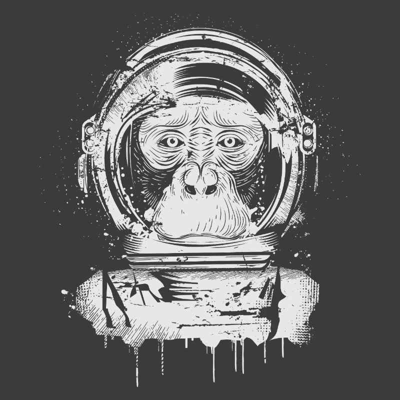 Chimpanzee with astronaut helmet in graffiti style
