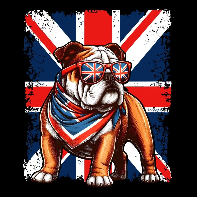 Bouledogue avec accessoires de drapeau britannique