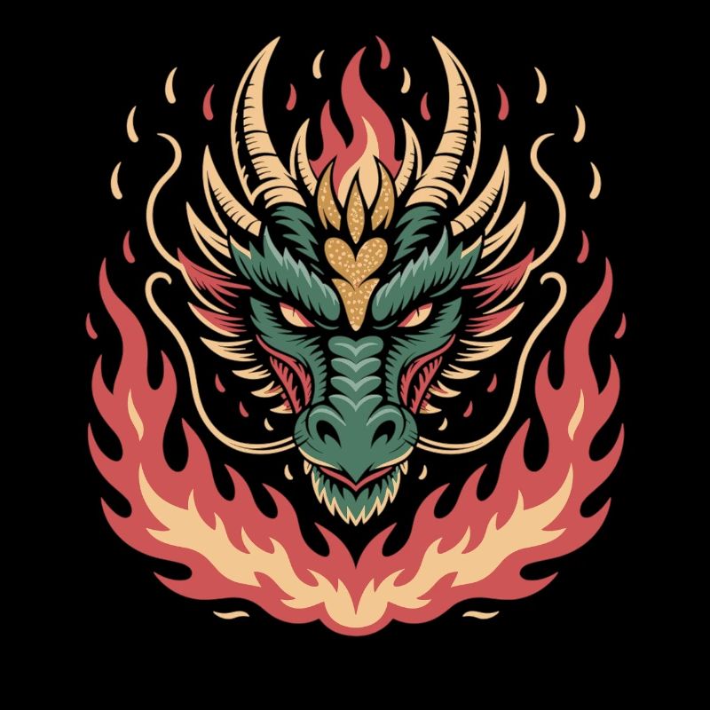 Feuriger Drache mit Herz