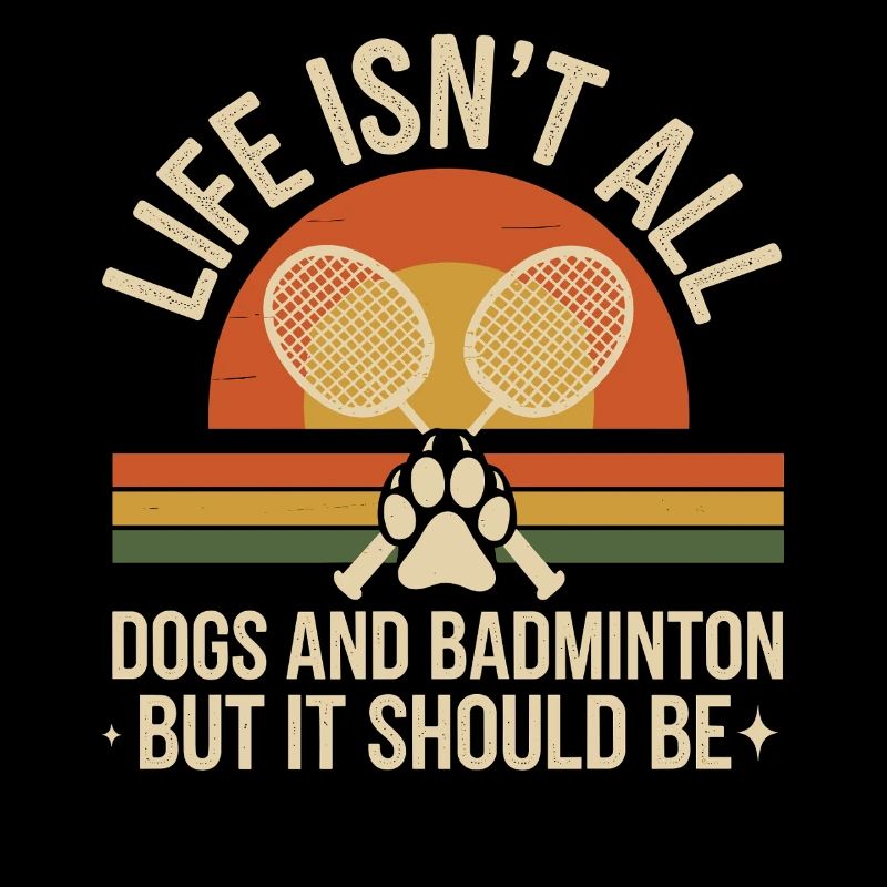 Design rétro chien et badminton