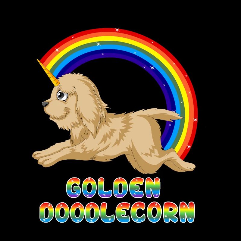 Skurriler Einhorn-Hund mit Regenbogen-Motiv
