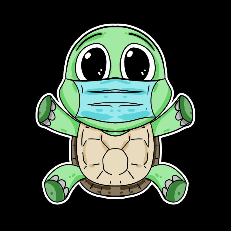 Cute turtle with mask