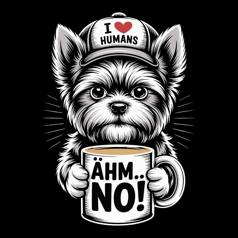 Yorkshire Terrier Chien drôle avec tasse à café
