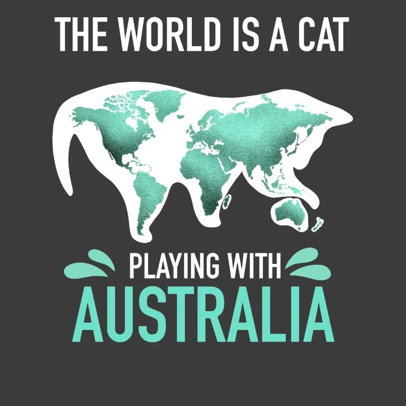 World Map Cat playing With Australia