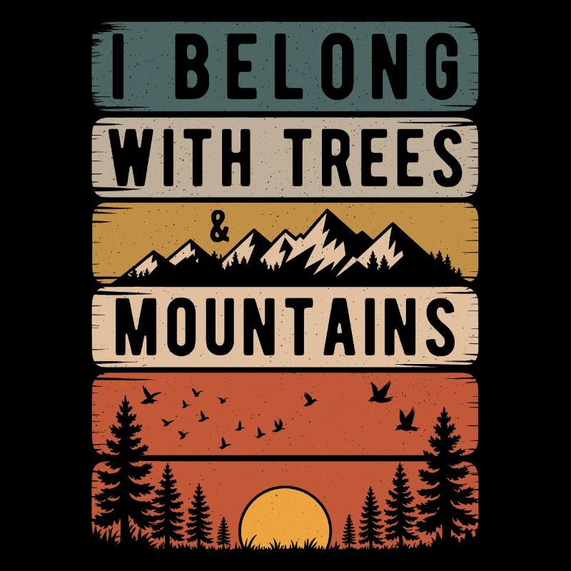 Retro Nature Mountains Silhouette Hiking Gift