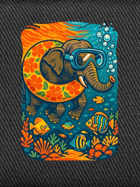 Vibrant Underwater Elephant Illustration