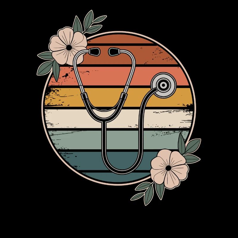 Blumiges Stethoskop Krankenschwester