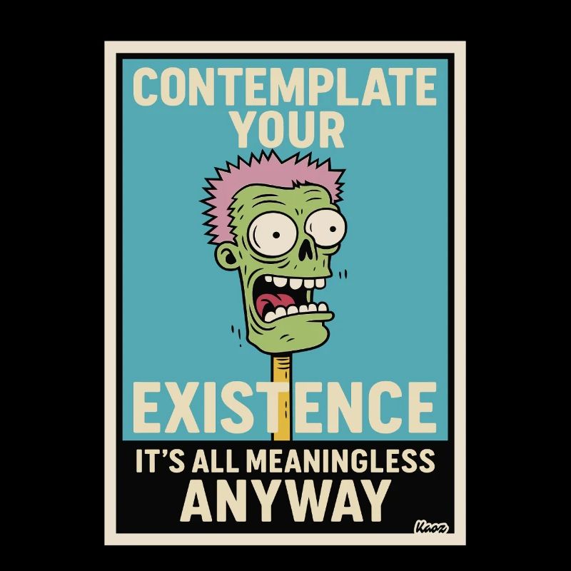 Contemplative Zombie Humour Poster