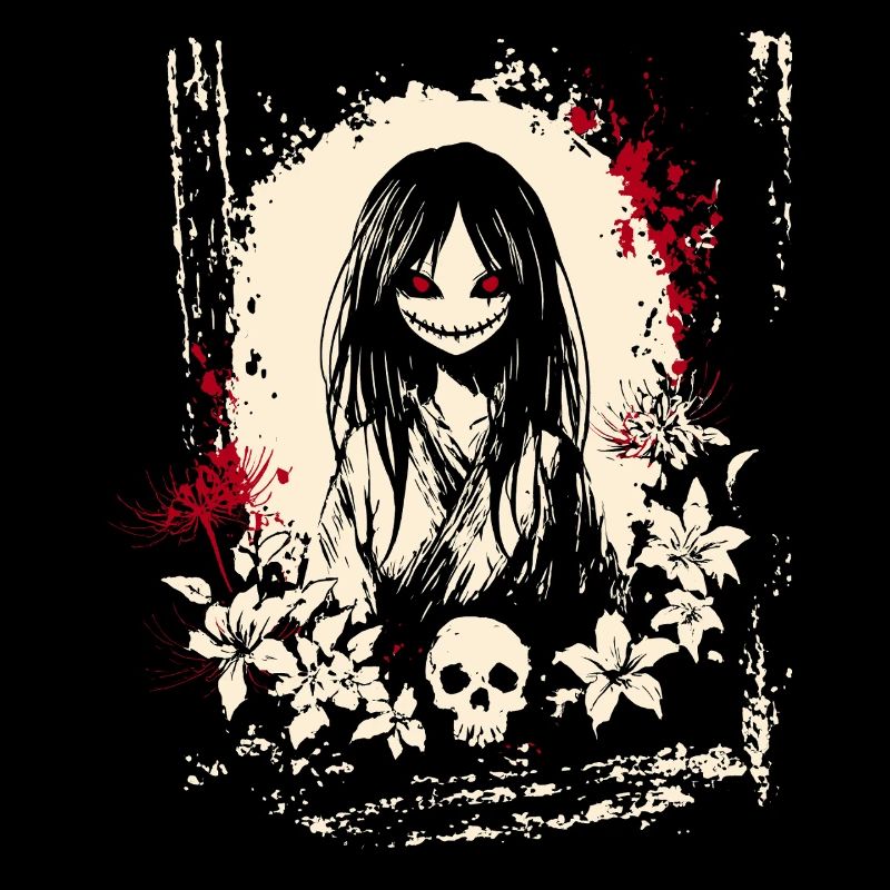 Horror Manga Dämon Mädchen Kimono Design