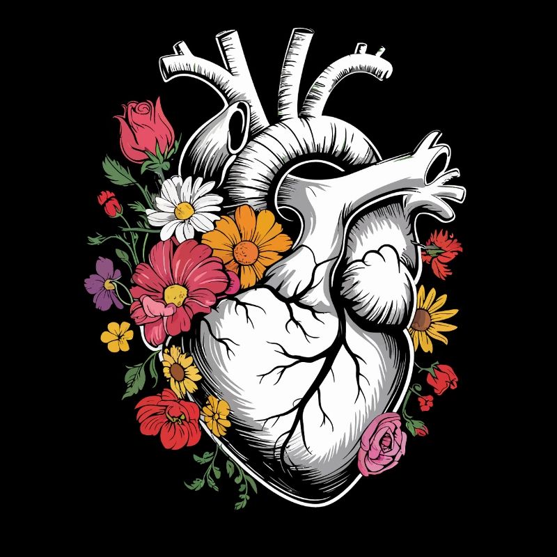 Blumenherz mit anatomischem Herzdesign