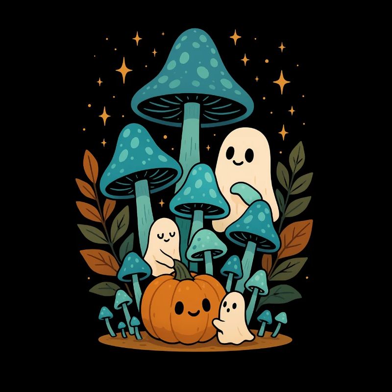 Fairytale ghosts and pumpkin scene