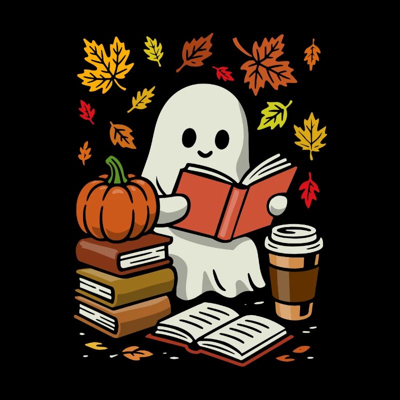 Gespenst mit Buch und Kaffee - Halloween Kostüm