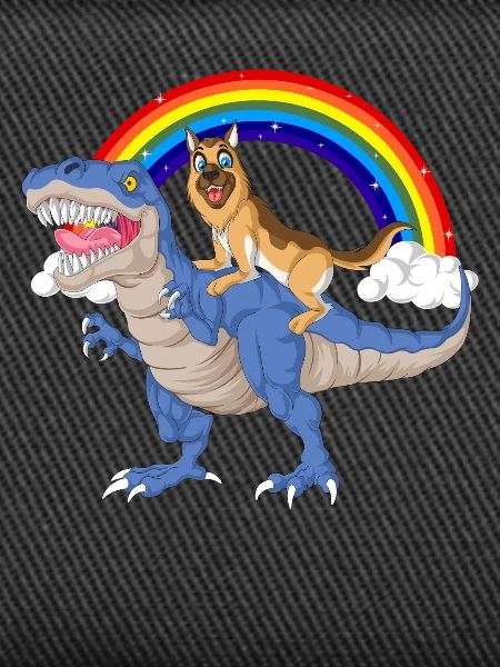 German Shepherd Dinosaur Ride