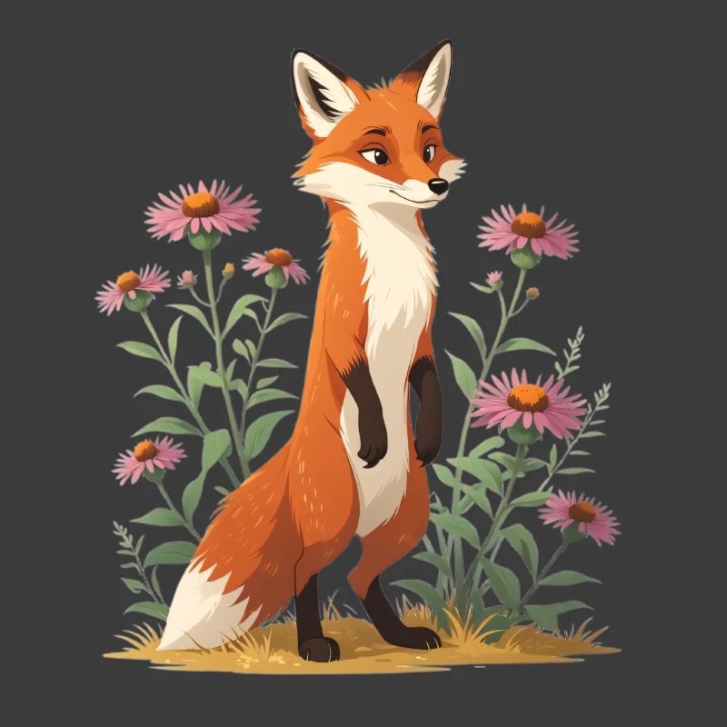 Fox with floral pattern illustration
