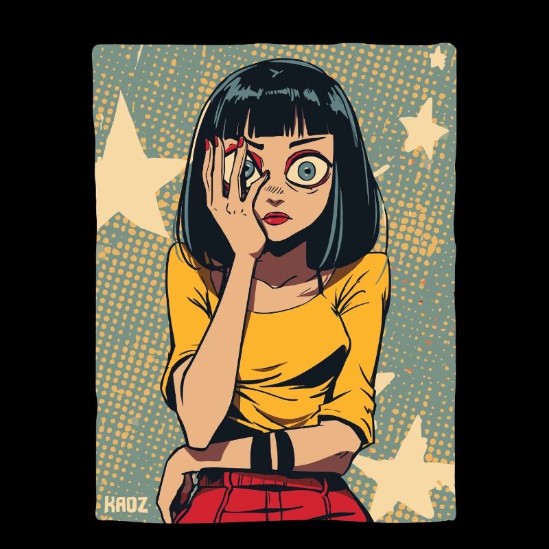 Popart Mädchen mit Sternen