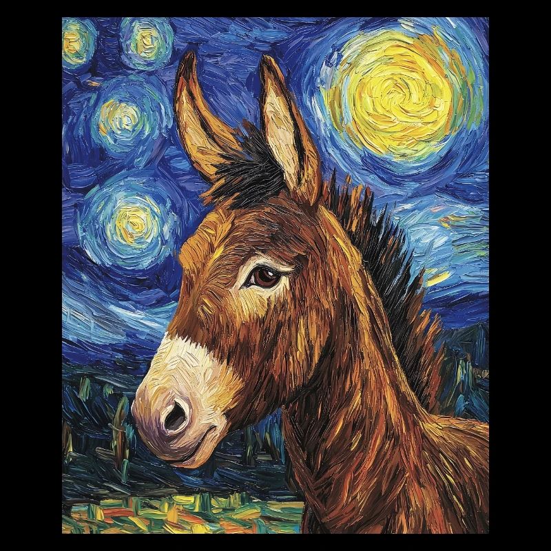 Esel âne style Van Gogh nuit étoilée