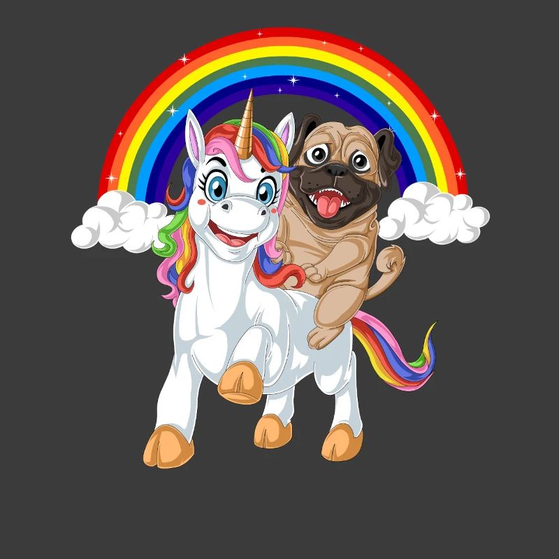 Mops Reiten Einhorn