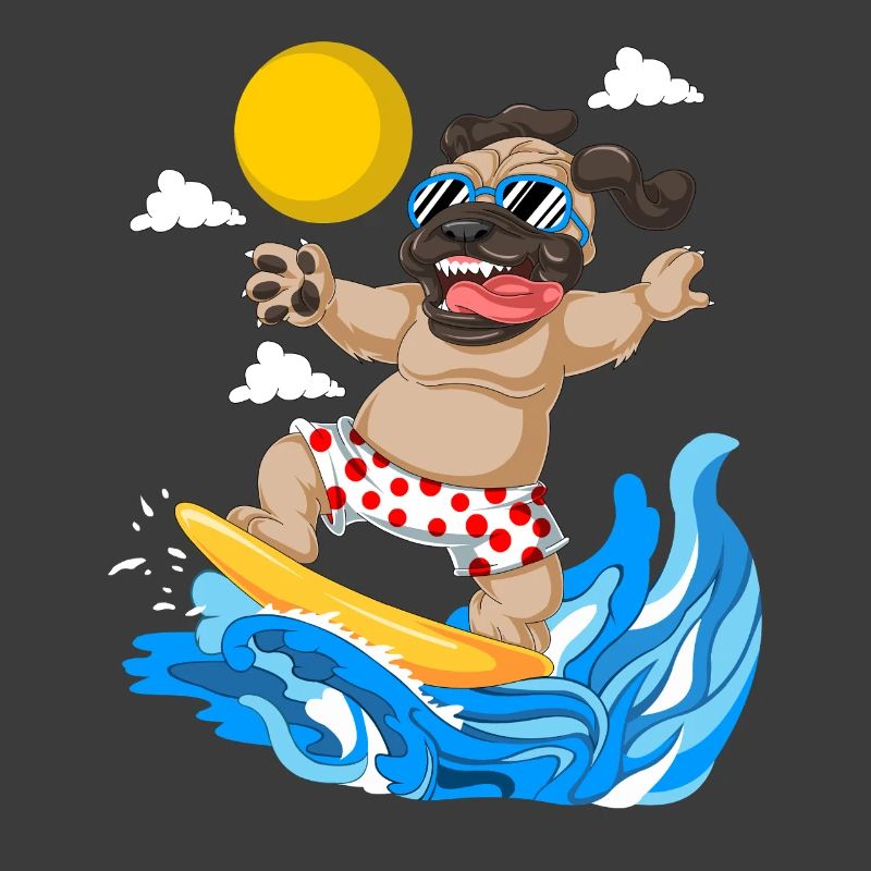Pug Surfing Tee de plage d’été