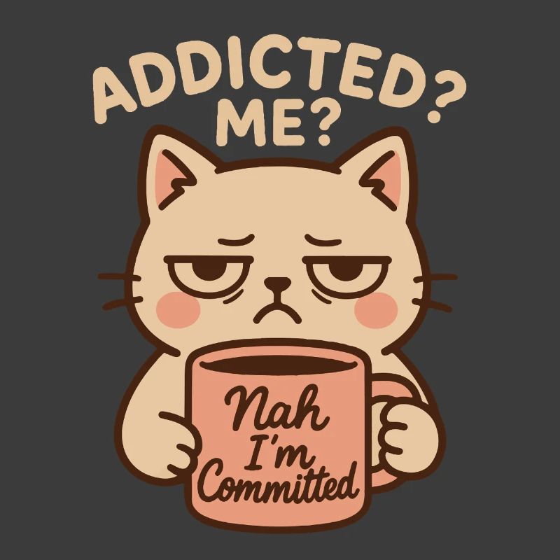 Addicted Me no I’m Committed Café Drôle de chat
