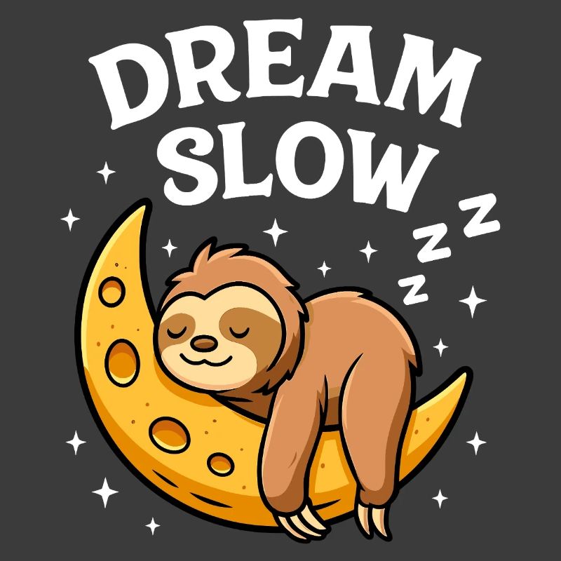 Cute sleeping sloth on moon