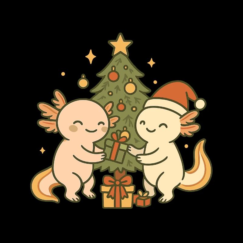Weihnachts Axolotl – Mit Baum & Geschenken