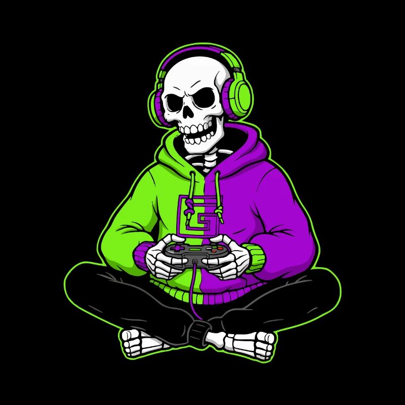 Skeleton Gamer Halloween Gaming