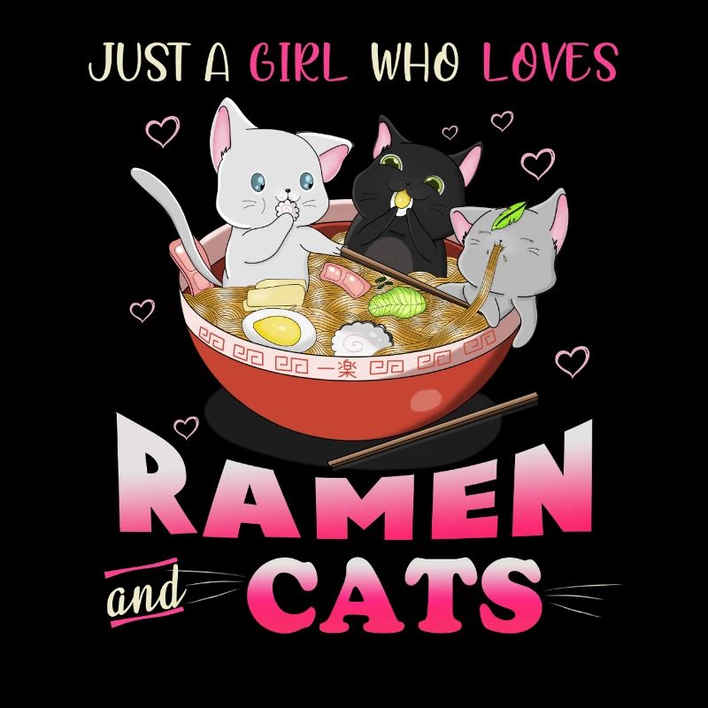 Nur ein Mädchen, das Katzen und Ramen-T-Shirt liebt