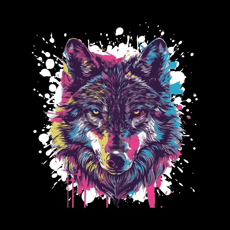 Loup Animal Éclaboussure de Couleur