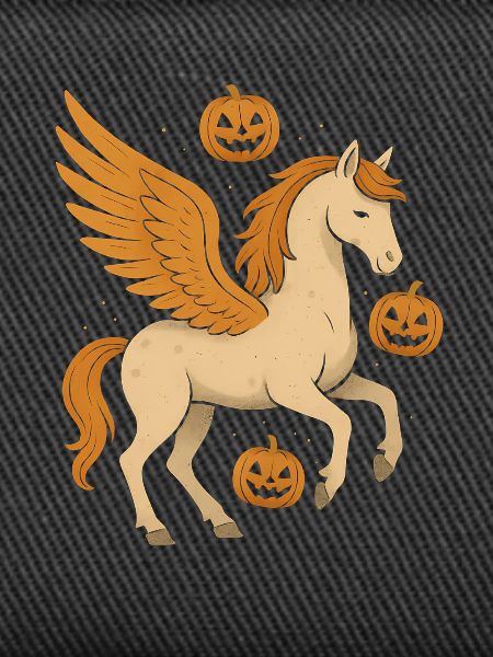 Winged steed with pumpkins