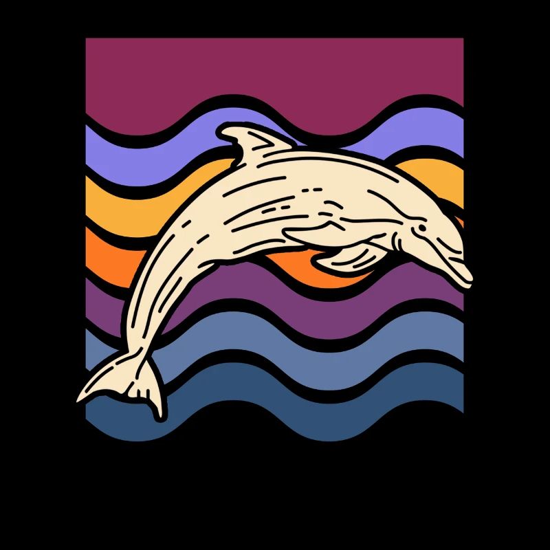 Delfin auf farbigen Wellen